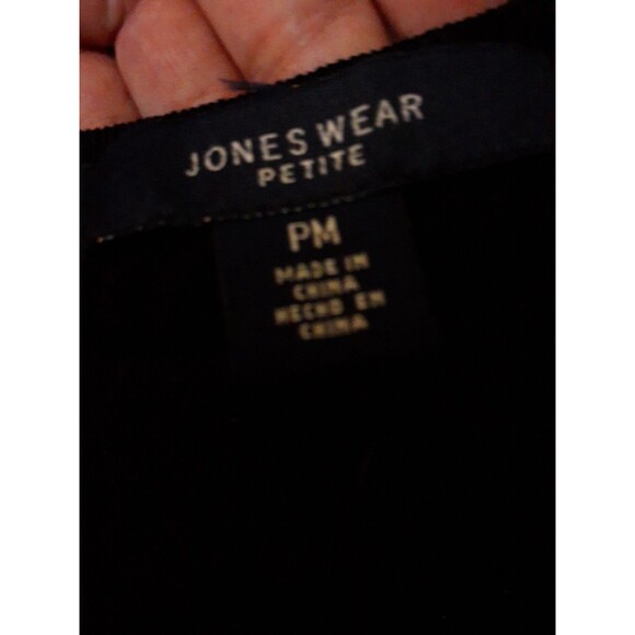 Jones Wear Top Black Beaded Crewneck Short Cap Sleeve Knit Blouse Summer S Shirt - Picture 9 of 11